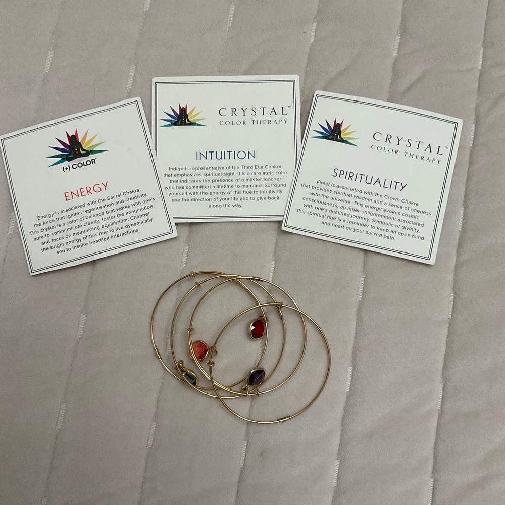 Alex and Ani Gold Bracelets with Red and Purple Accents
